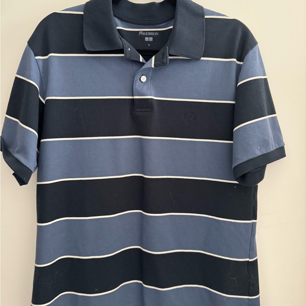 Uniqlo J.W Anderson Men's / Unisex Striped Polo in Navy and Slate Blue